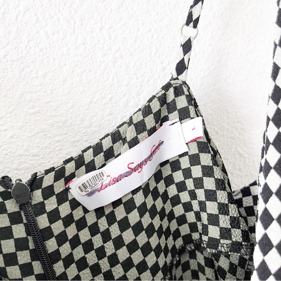 Lisa Says Gah Checkered Printed Spaghetti Strap Midi Dress - Picture 3 of 10